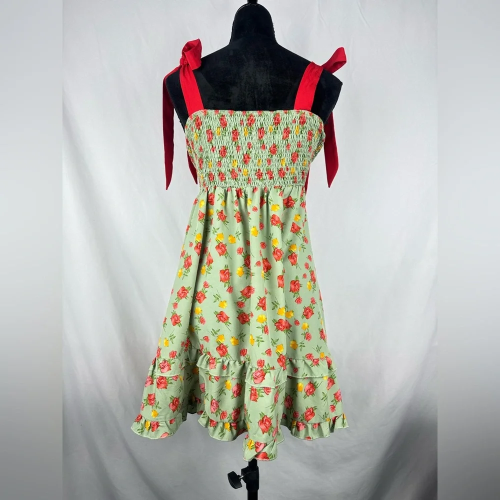 Temu Plus Side Boho Floral Tie-Shoulder Dress - Picture 3 of 3